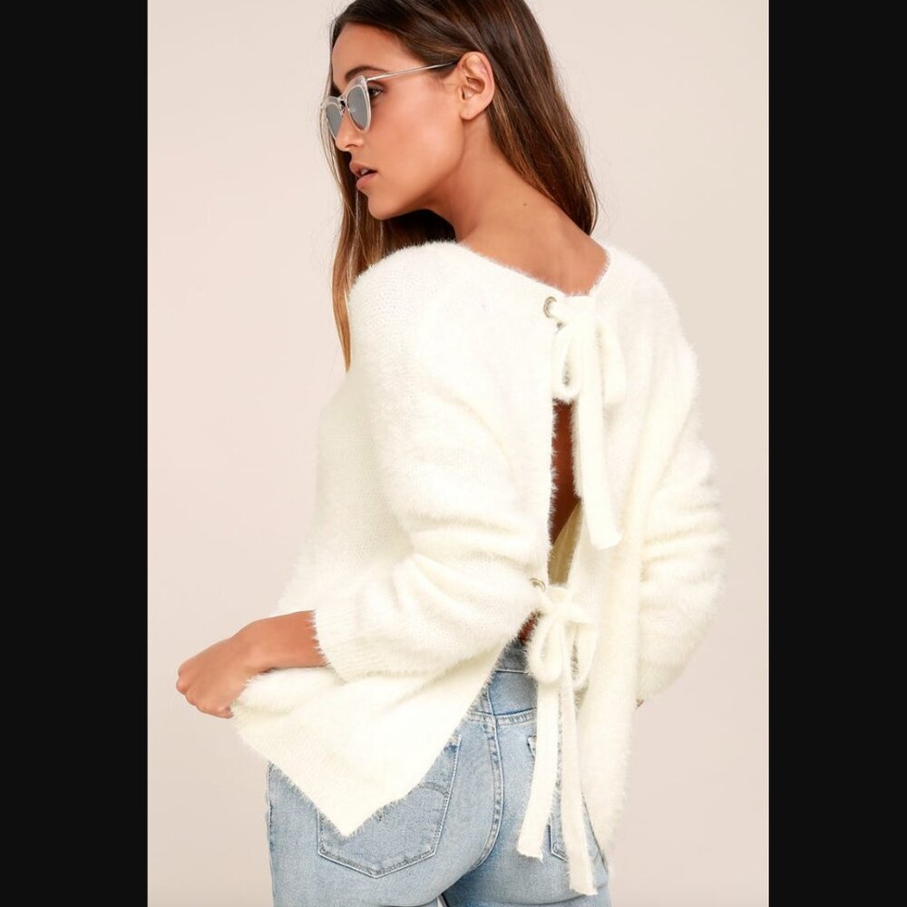Lulus Weekend In Aspen Ivory Backless Sweater Top - Picture 2 of 8